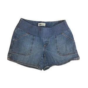 OLD NAVY Sz S Women's Maternity Denim Jean Shorts Pockets Elastic 100% Cotton